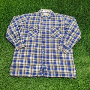 Vintage 90s Plaid Shacket Jacket Large 23x29 Blue
